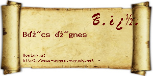 Bécs Ágnes névjegykártya